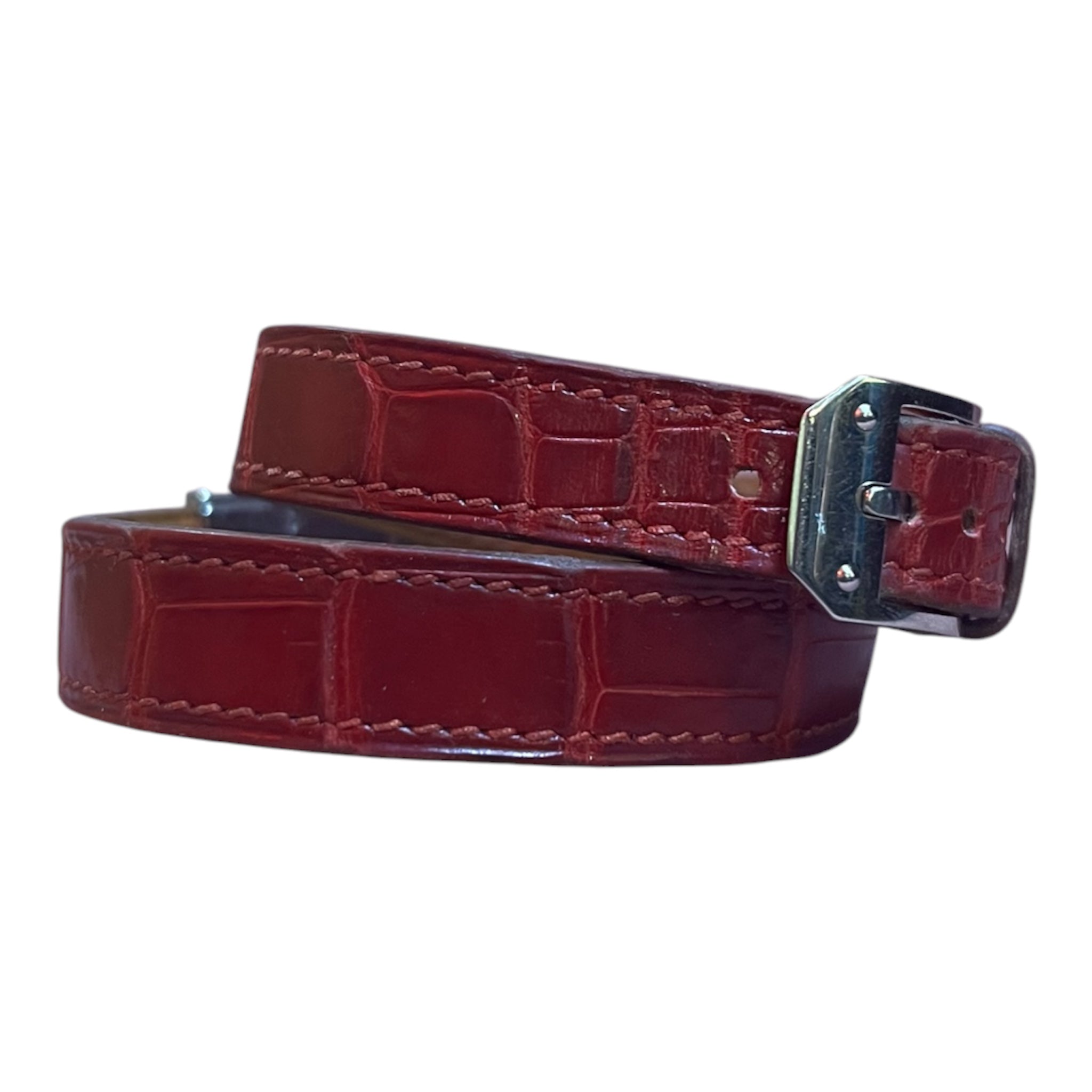Hermès Double-Strap Bordeaux Leather Watch