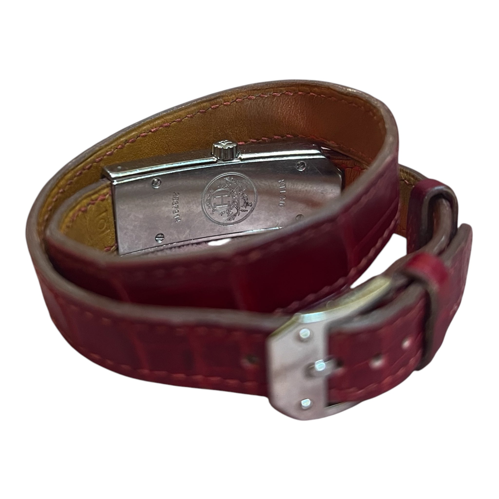 Hermès Double-Strap Bordeaux Leather Watch