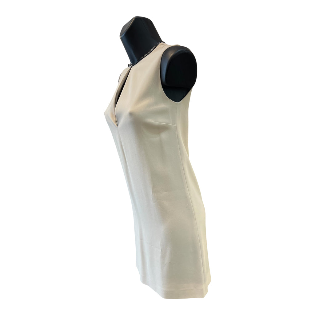 Gucci Beige and Black Leather Dress with Silver G Logo
