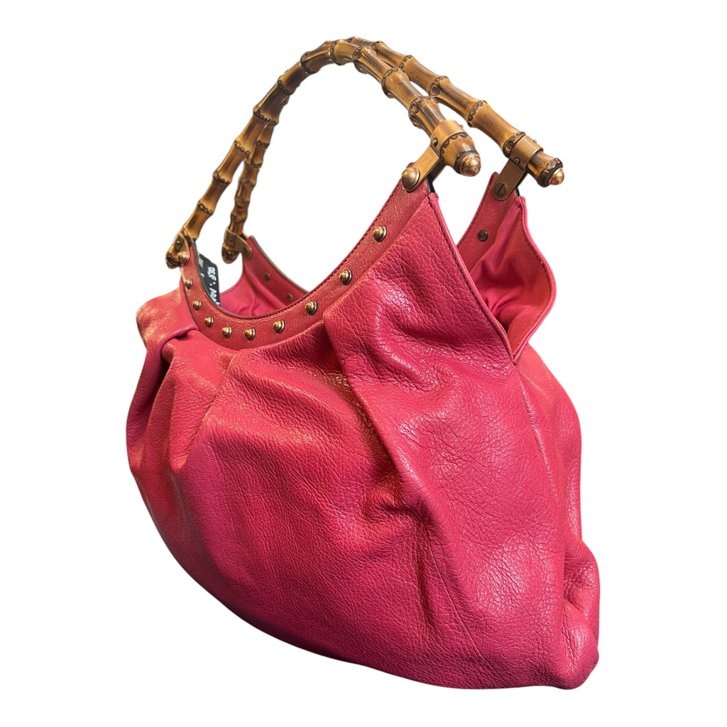 Gucci Handbag in Pink Leather with Brown Bamboo Handle