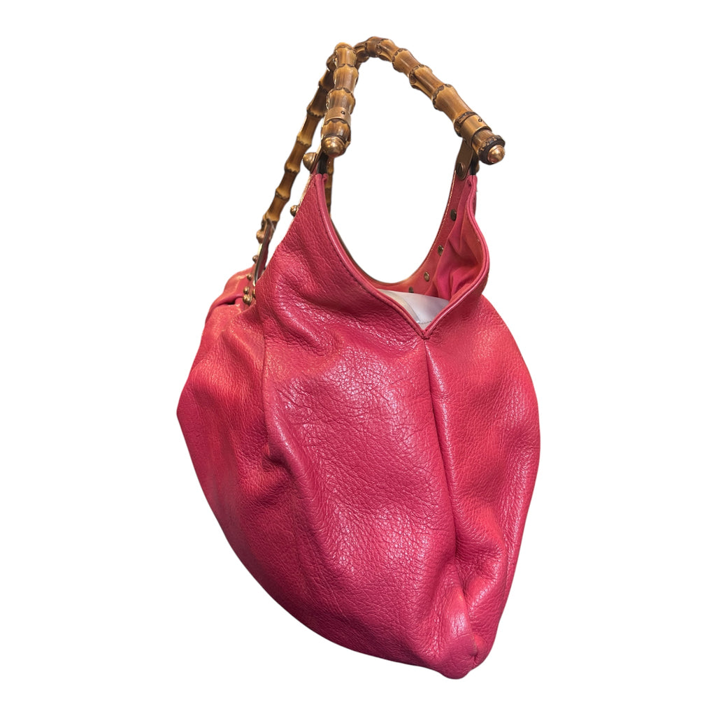 Gucci Handbag in Pink Leather with Brown Bamboo Handle