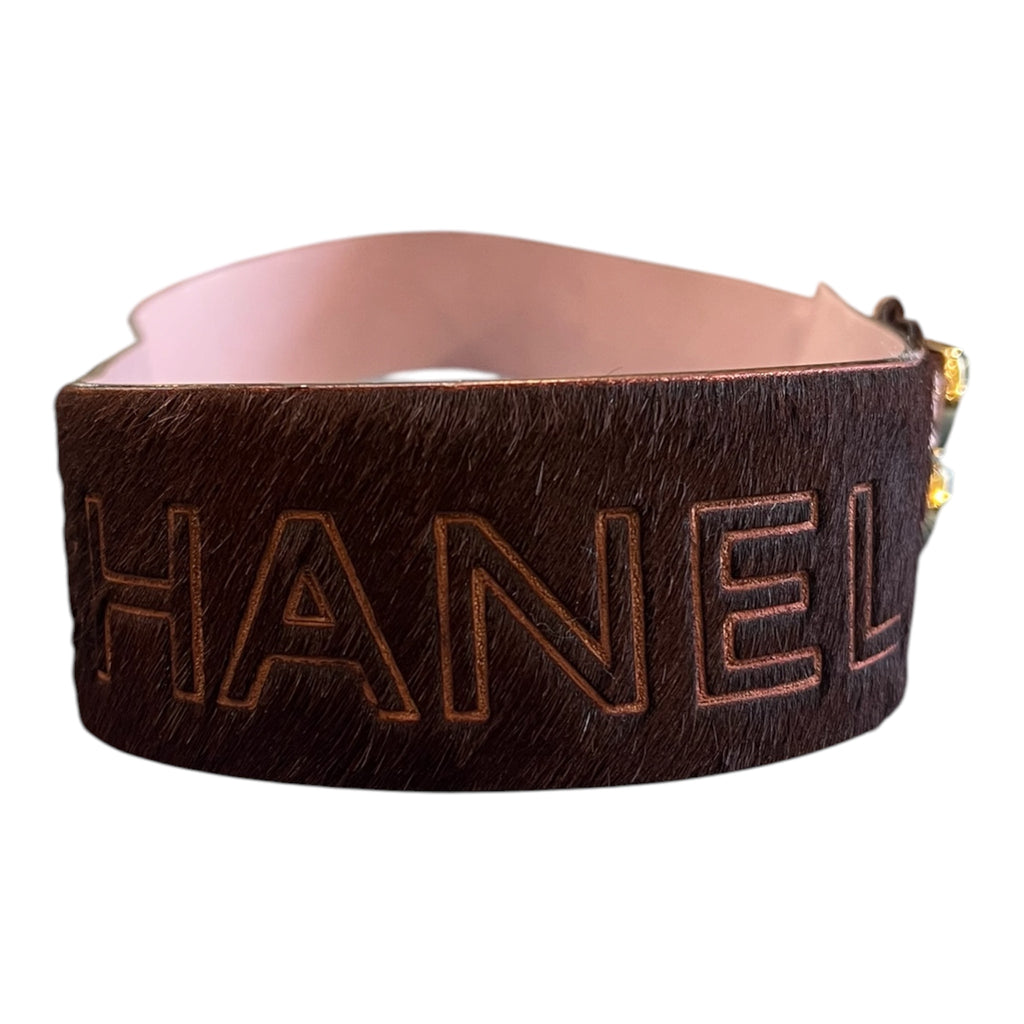 Chanel pink leather belt