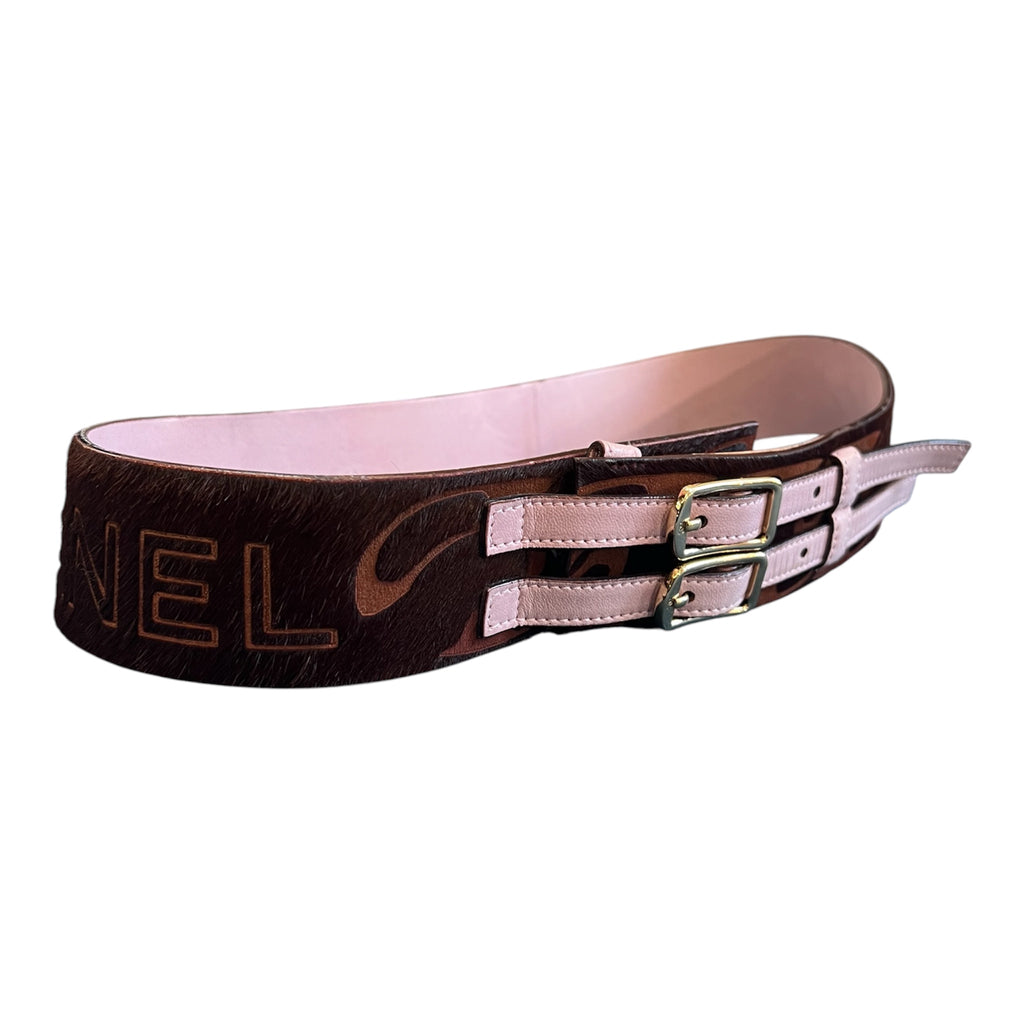Chanel pink leather belt