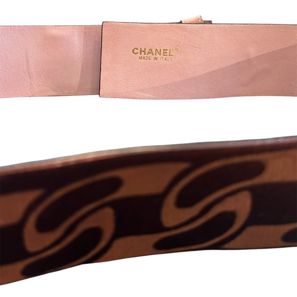 Chanel pink leather belt