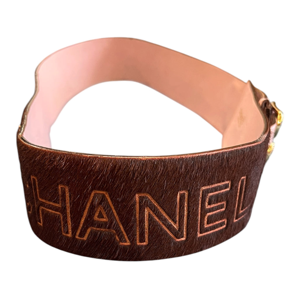 Chanel pink leather belt