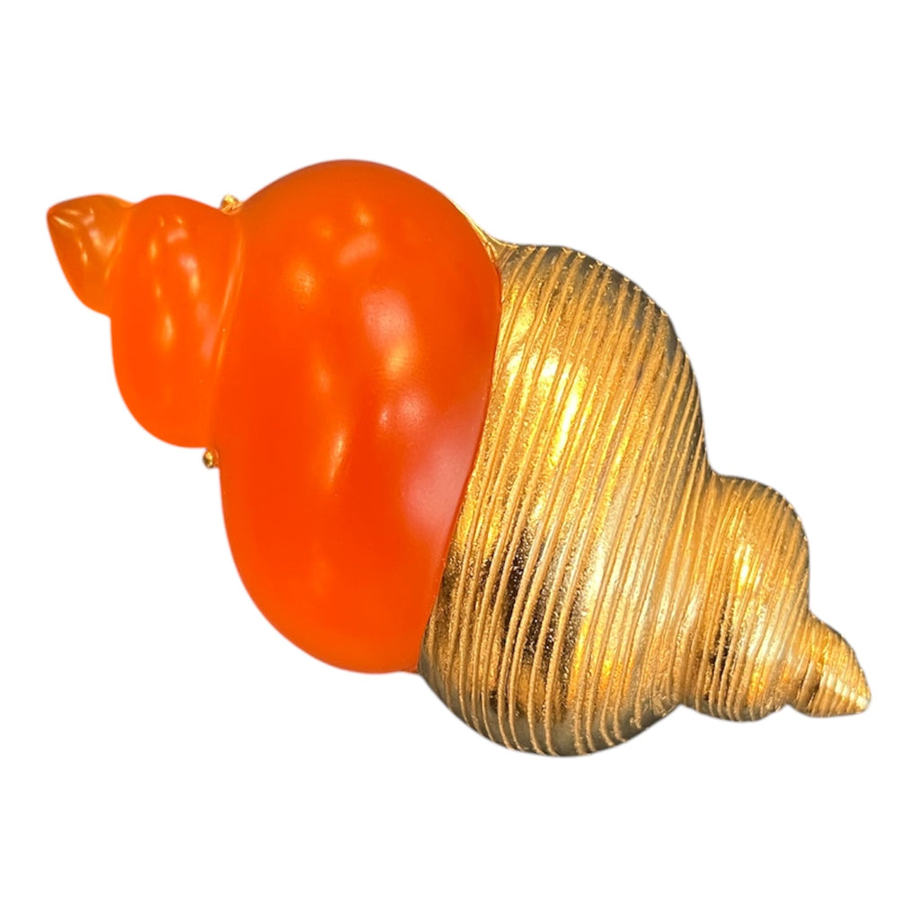 Dior Golden and Orange Shell Brooch