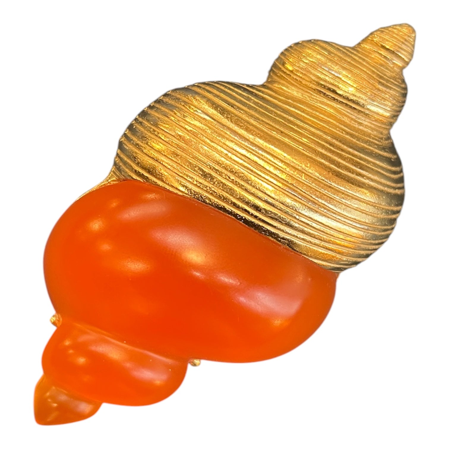 Dior Golden and Orange Shell Brooch