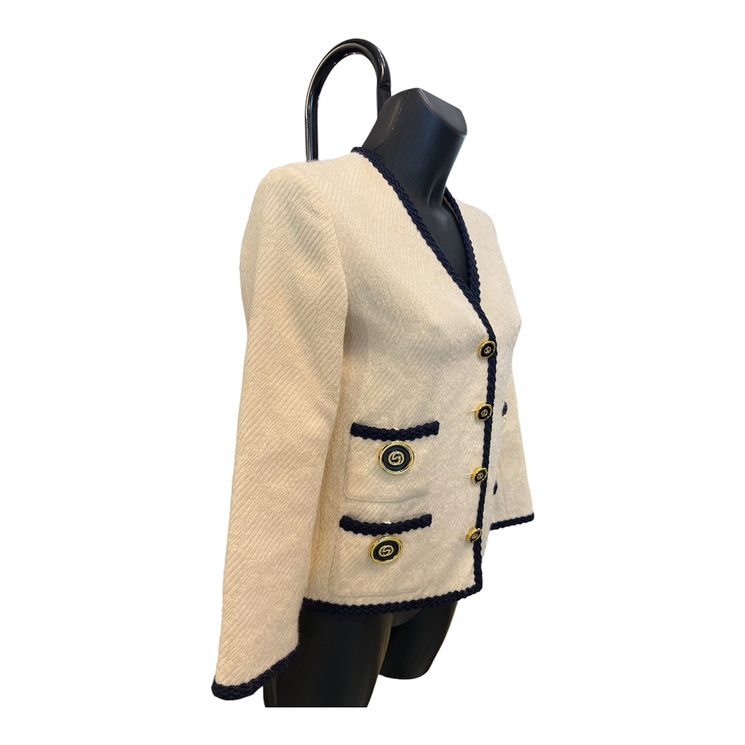 Gucci Beige Wool Blazer with GG Logo
