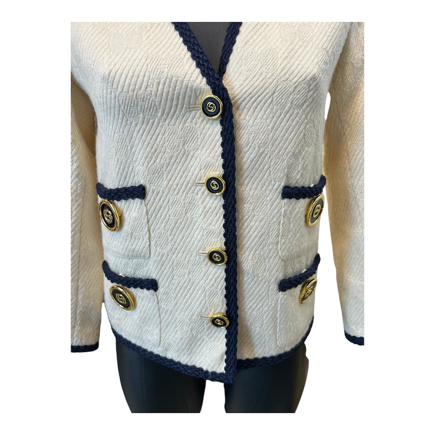 Gucci Beige Wool Blazer with GG Logo