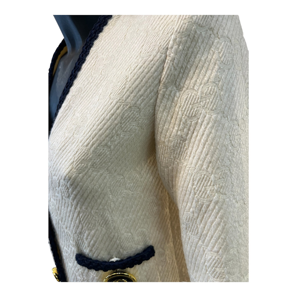 Gucci Beige Wool Blazer with GG Logo