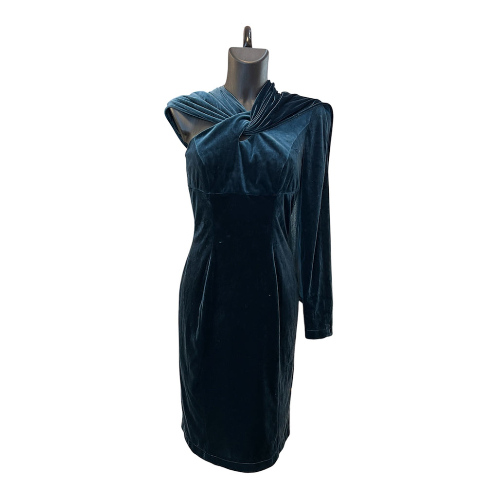 Mugler Green Cut Out Velvet Dress