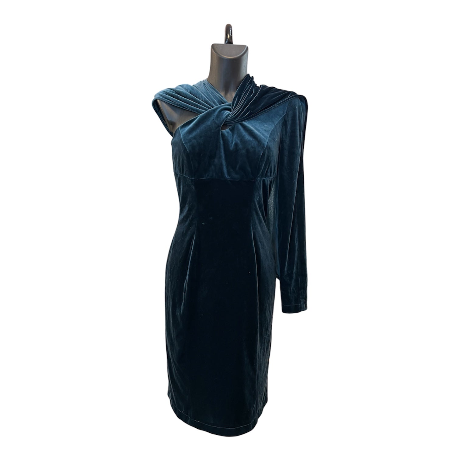 Mugler Green Cut Out Velvet Dress
