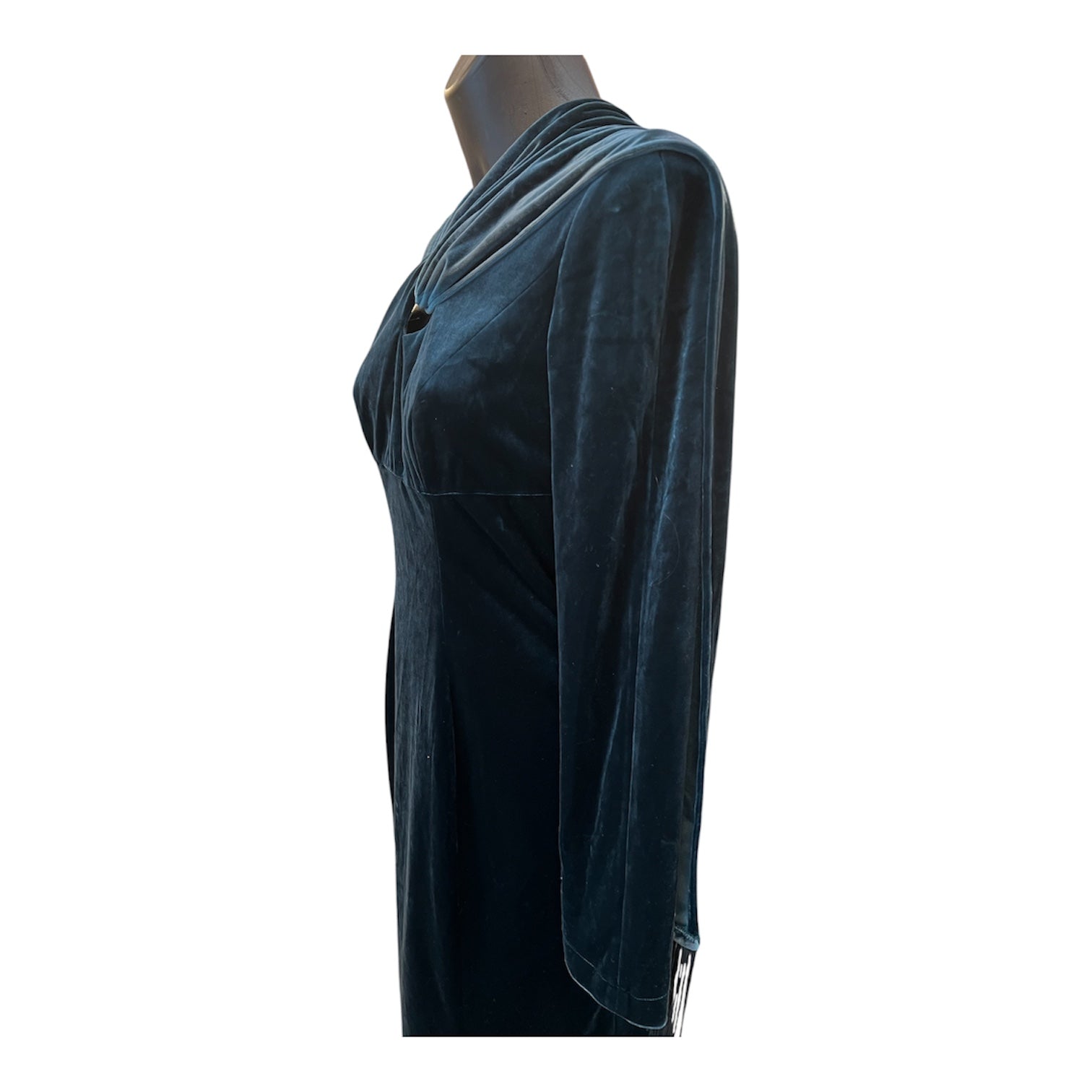 Mugler Green Cut Out Velvet Dress