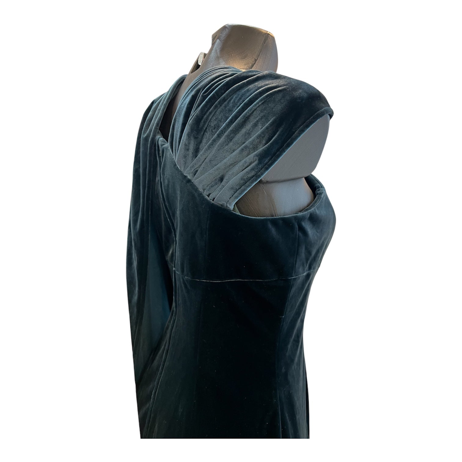 Mugler Green Cut Out Velvet Dress