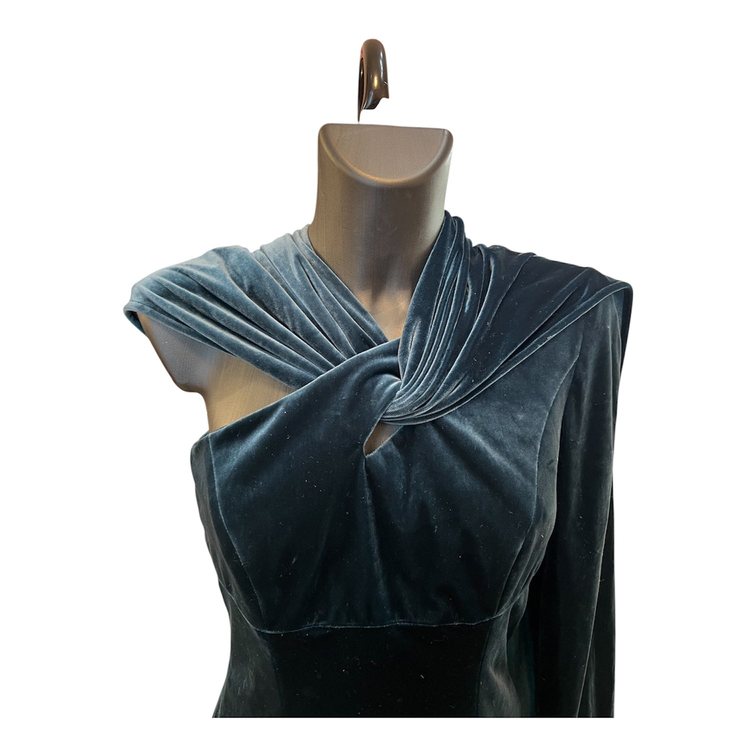 Mugler Green Cut Out Velvet Dress