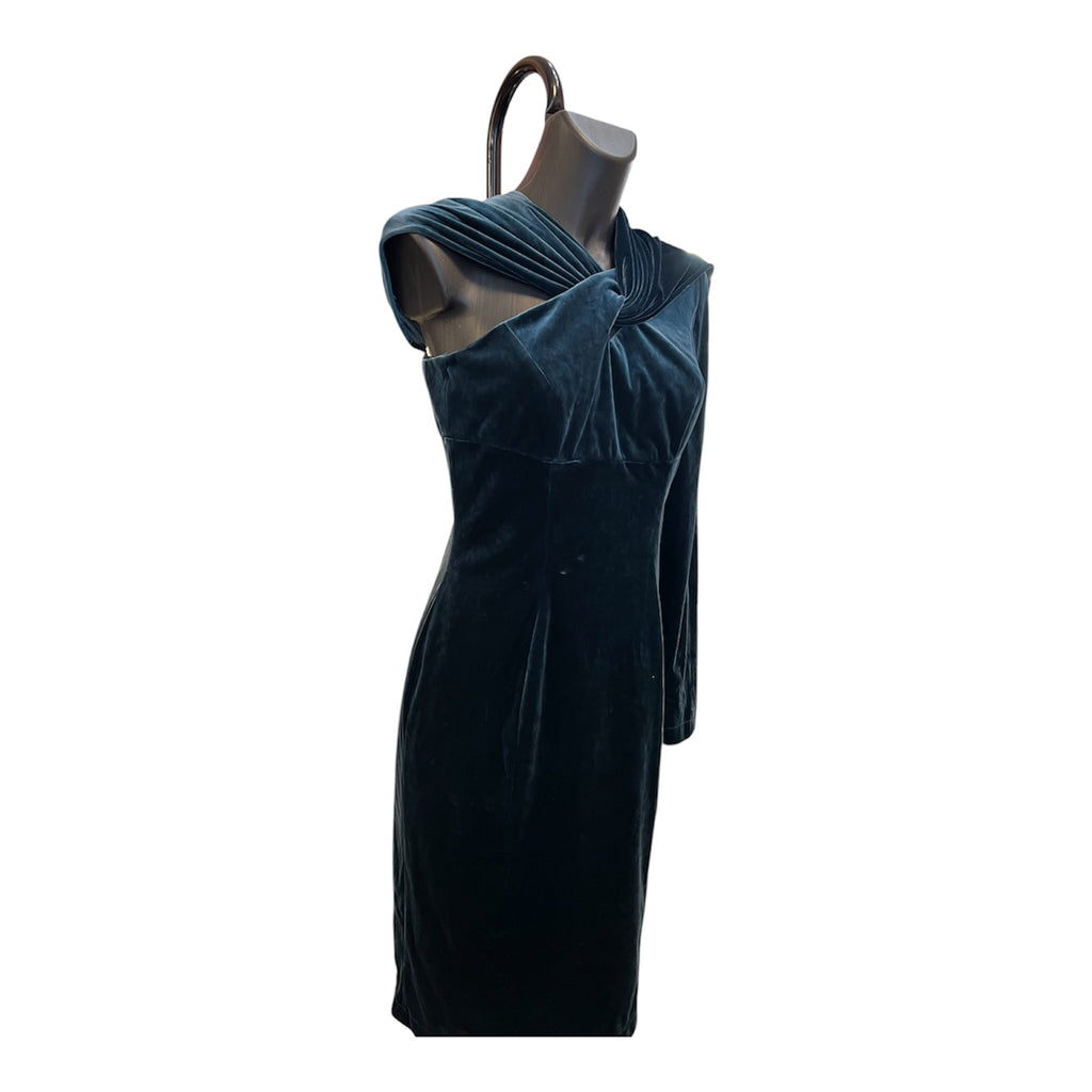 Mugler Green Cut Out Velvet Dress