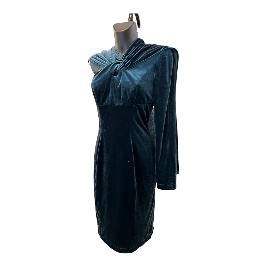 Mugler Green Cut Out Velvet Dress