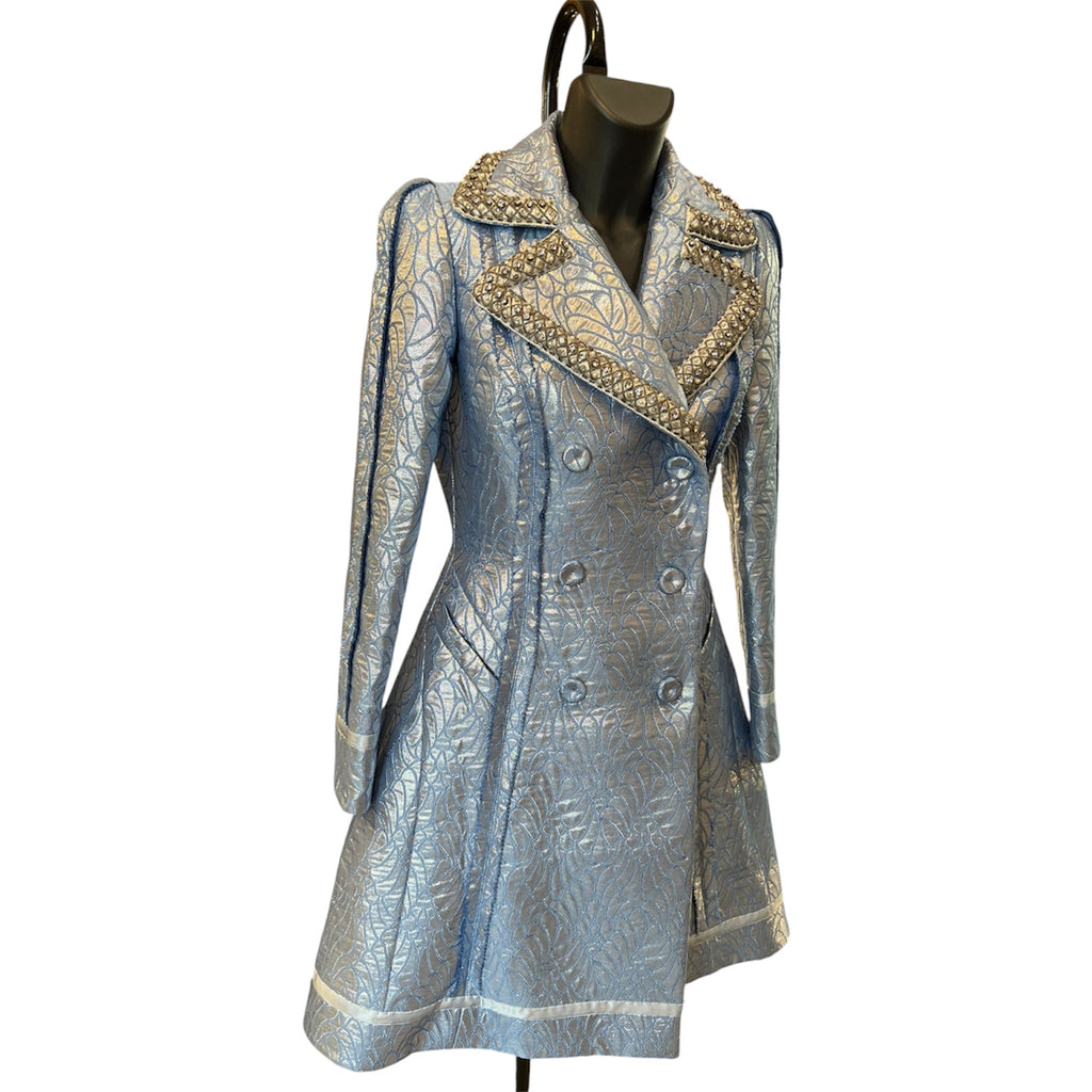 Sky Blue Coat Moschino with Gray Rhinestones