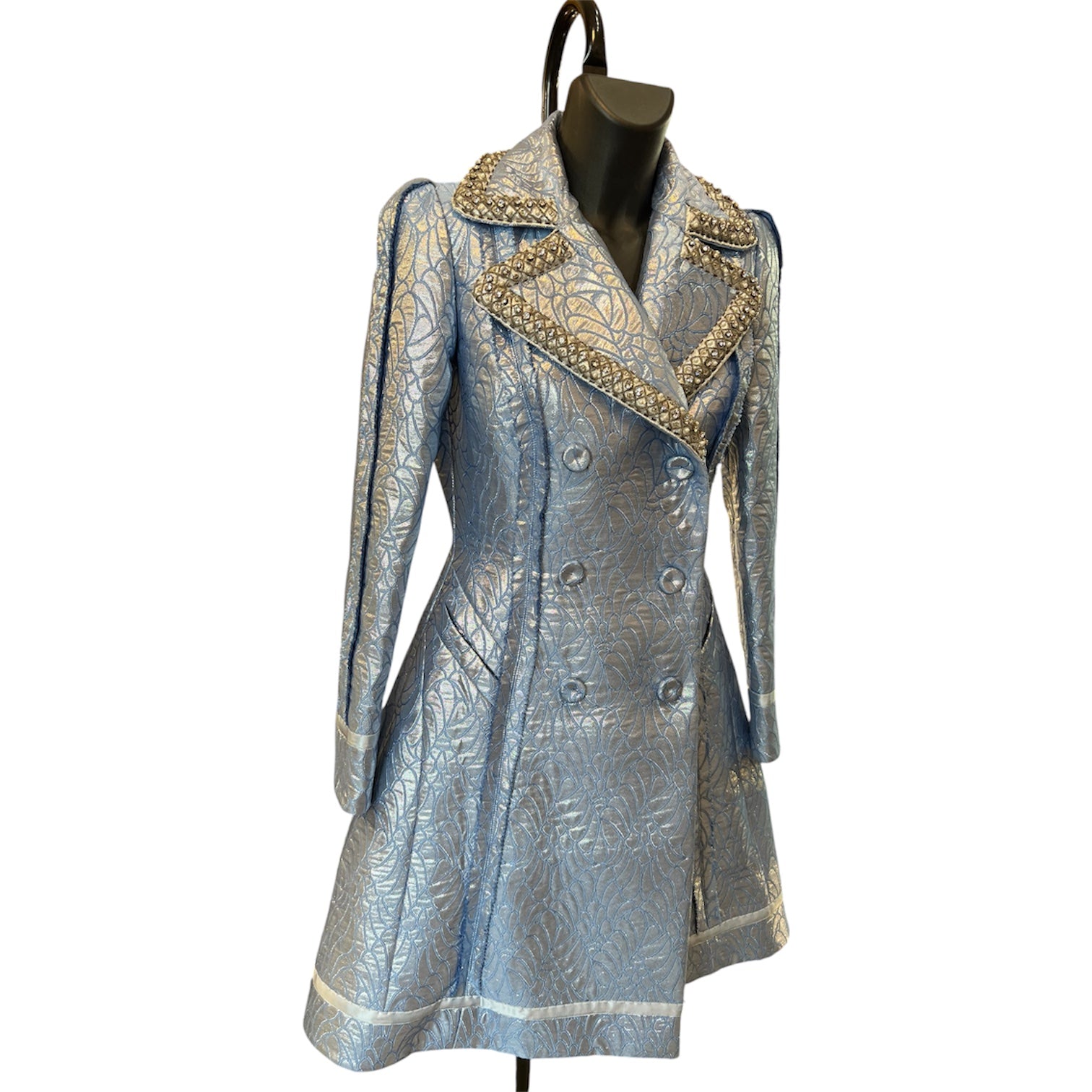 Sky Blue Coat Moschino with Gray Rhinestones