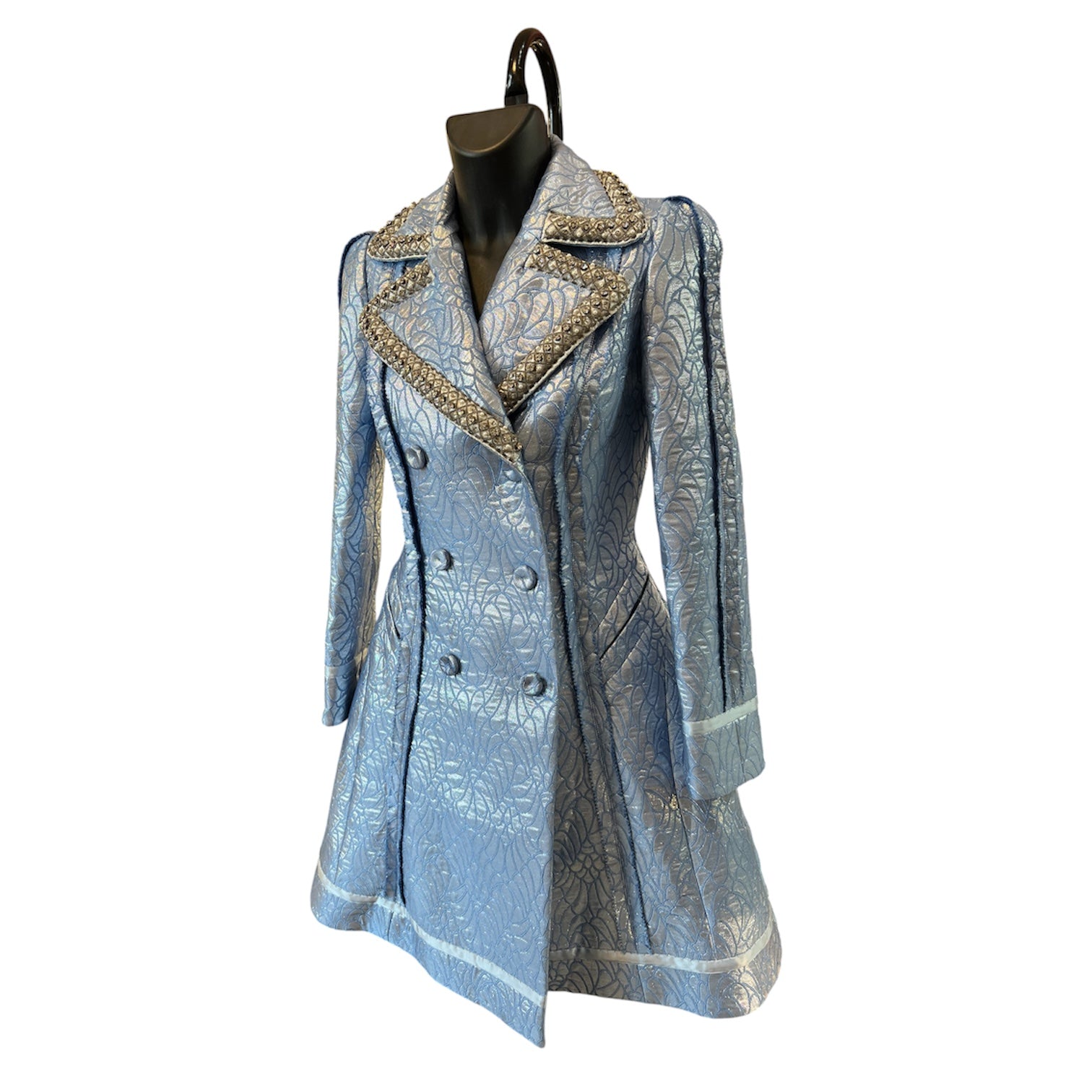 Sky Blue Coat Moschino with Gray Rhinestones