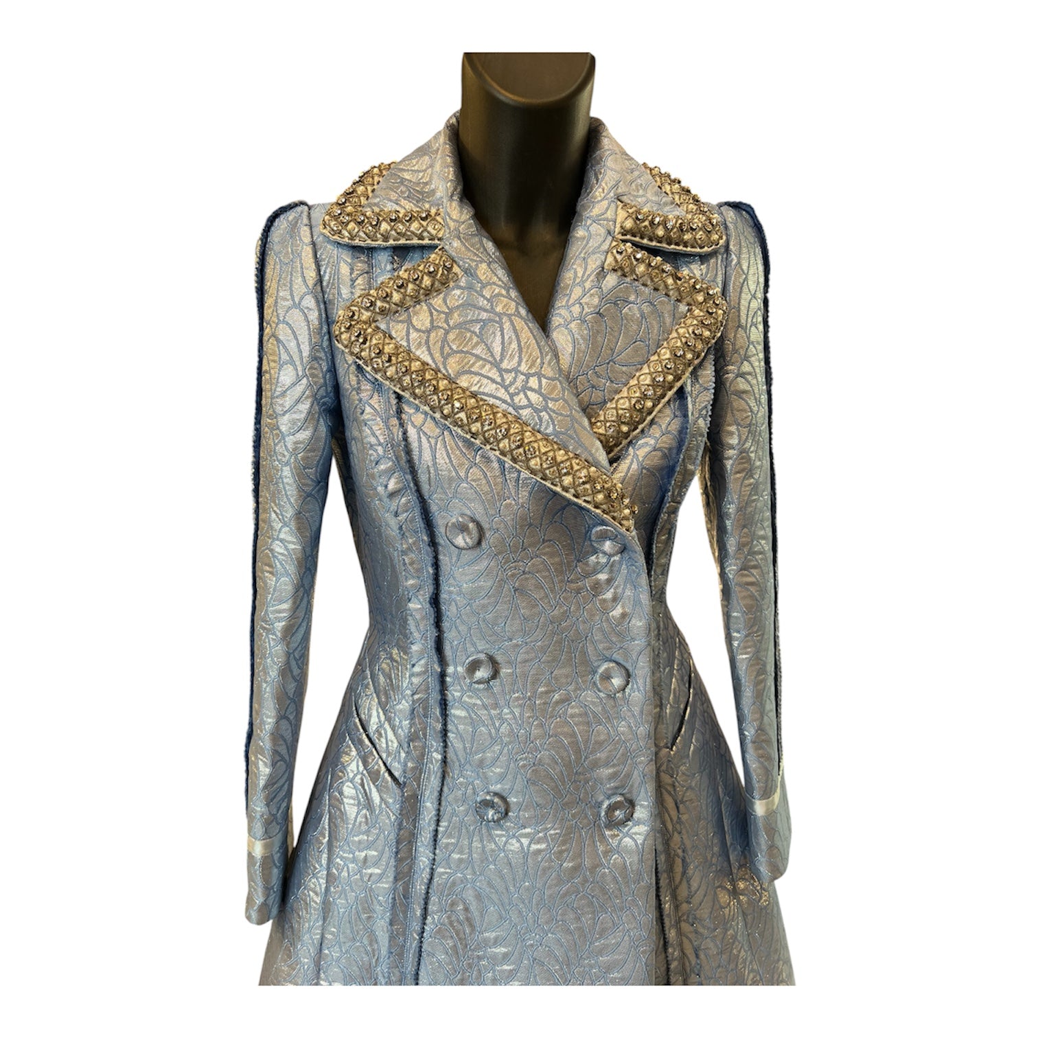 Sky Blue Coat Moschino with Gray Rhinestones