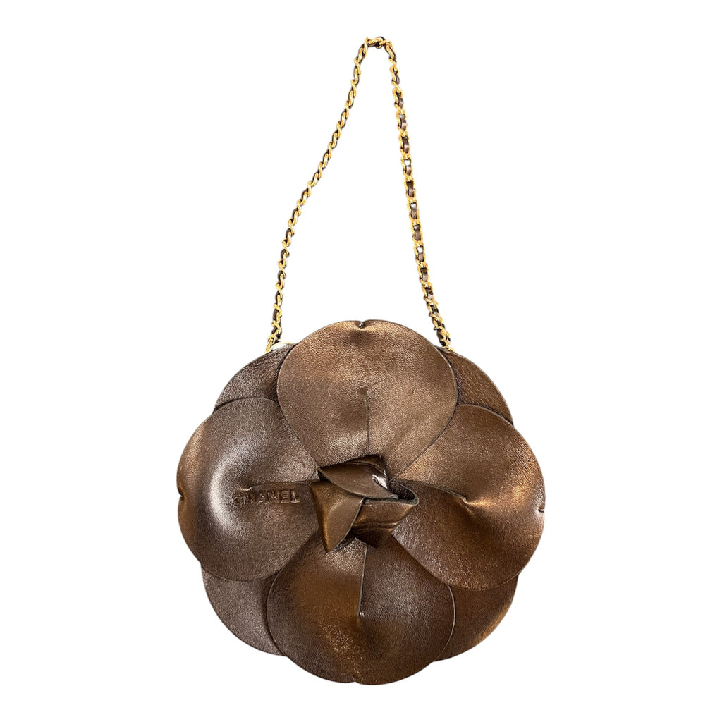 2002 Chanel Lambskin and Satin Camellia Flower Evening Bag