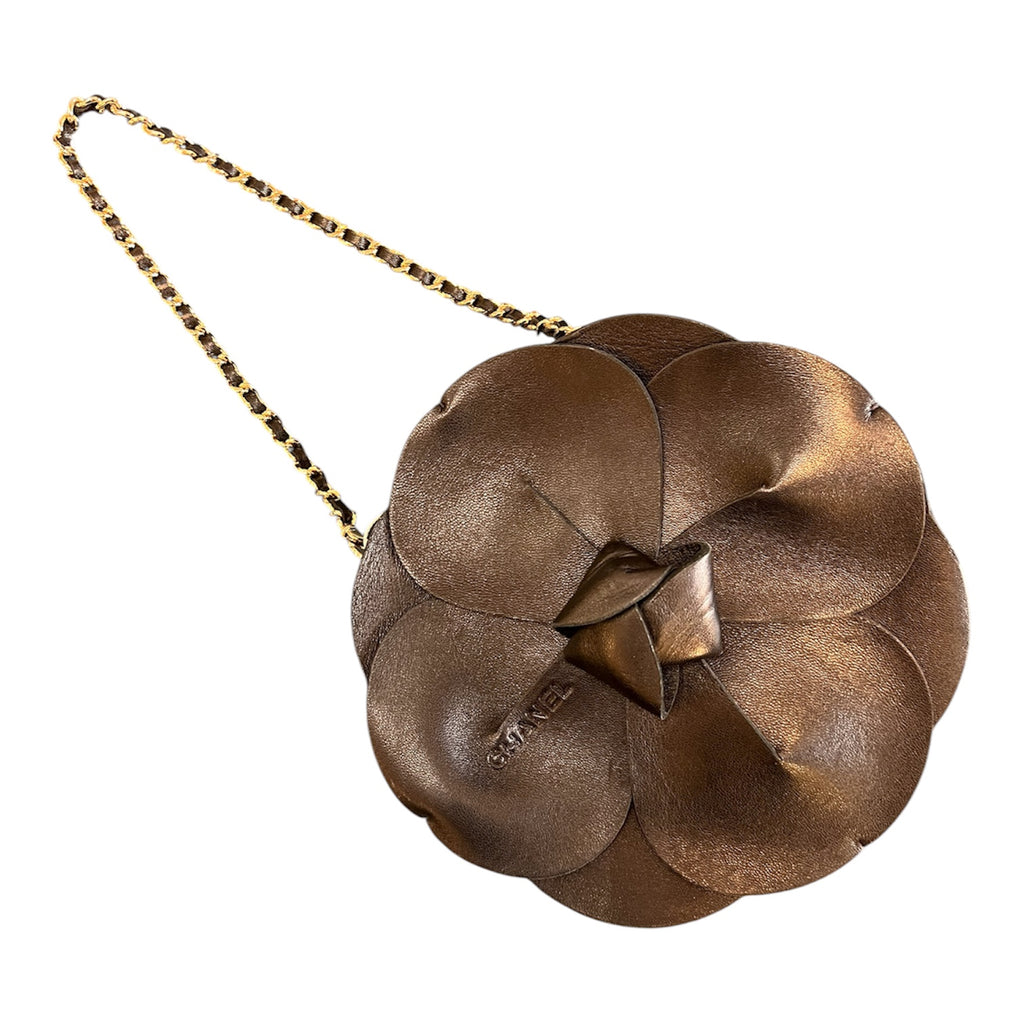 2002 Chanel Lambskin and Satin Camellia Flower Evening Bag