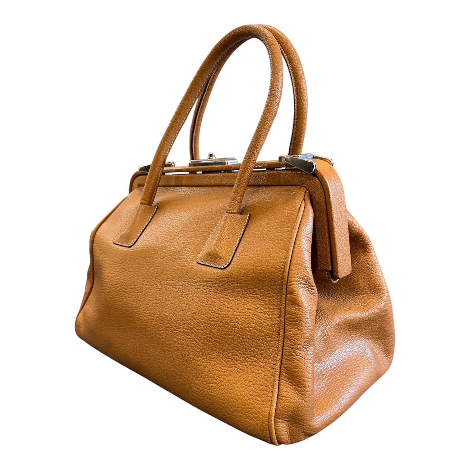 Prada Goatskin Madras Zipper Handbag