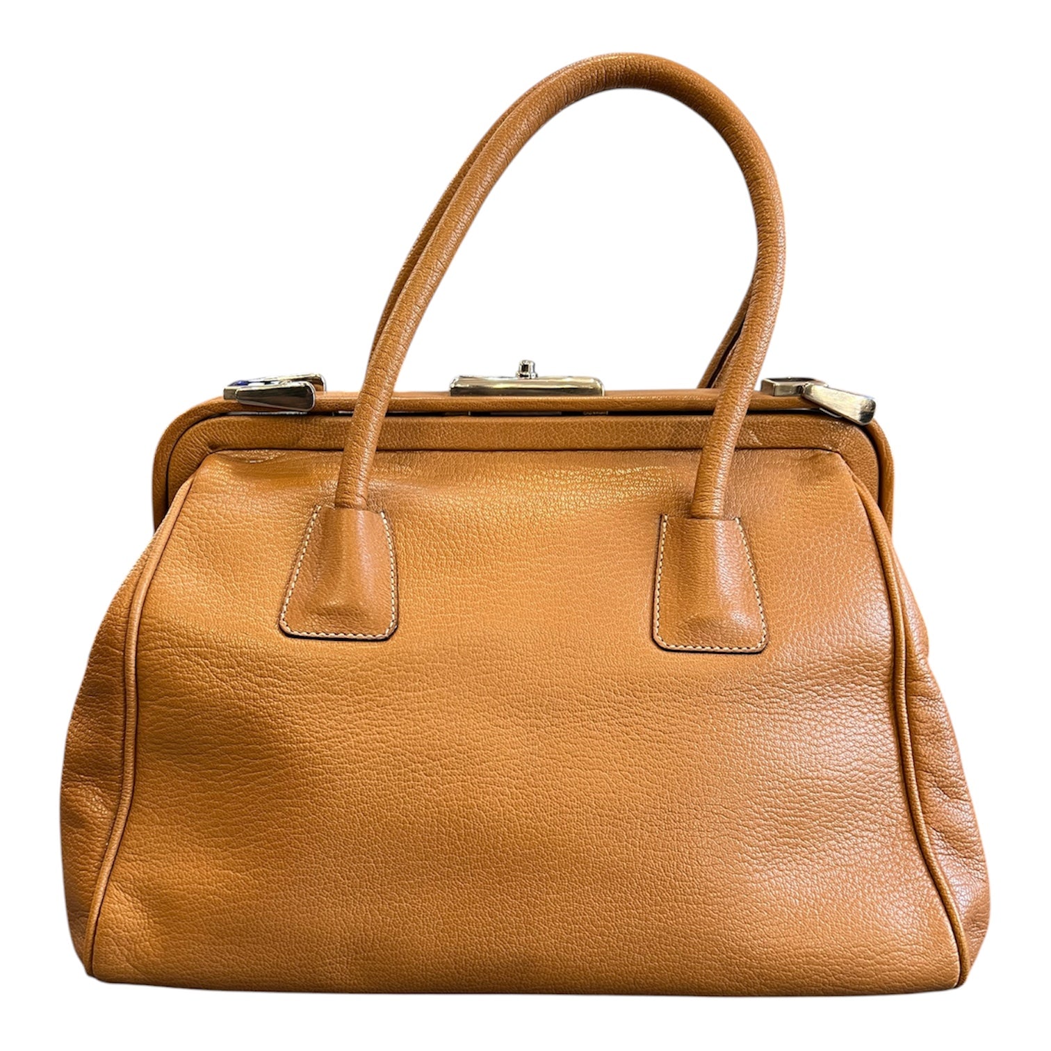 Prada Goatskin Madras Zipper Handbag