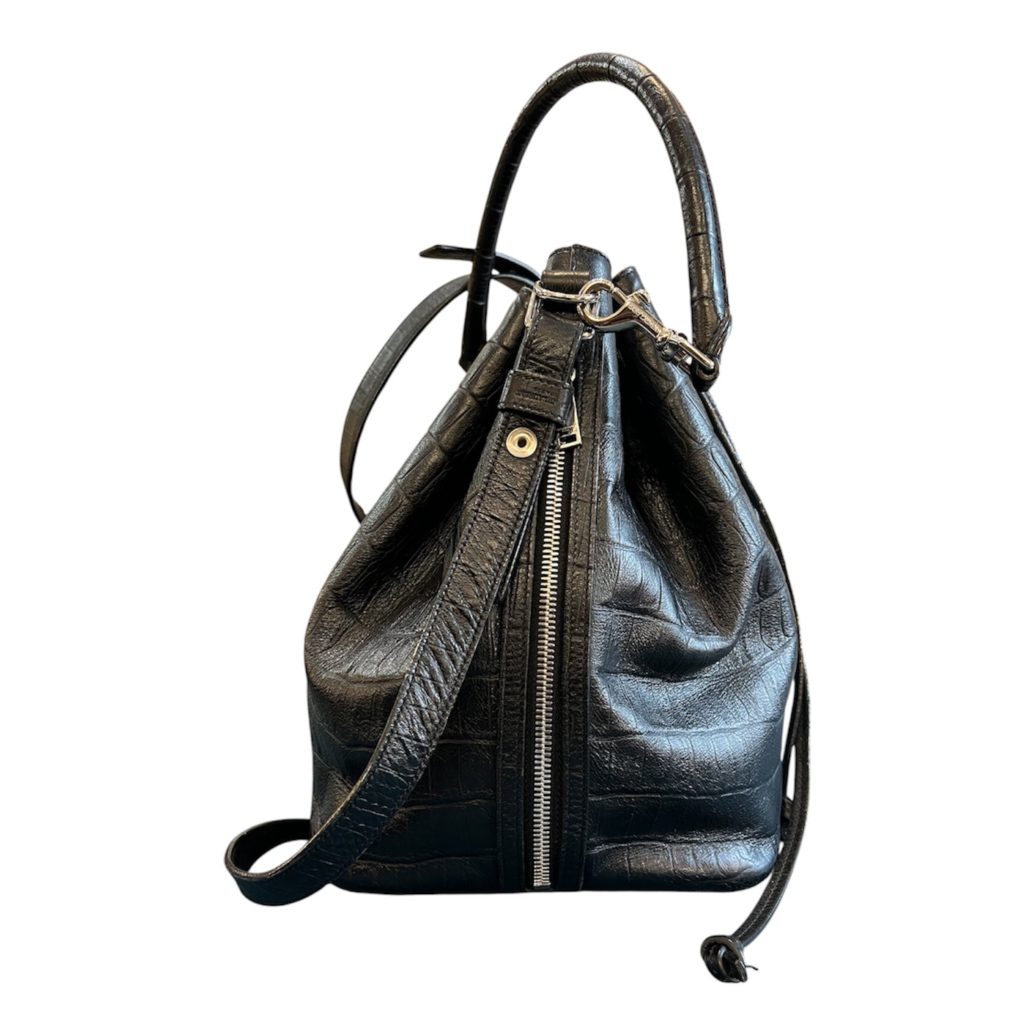 Saint Laurent Crocodile-Embossed Calfskin Emmanuelle Bucket Bag