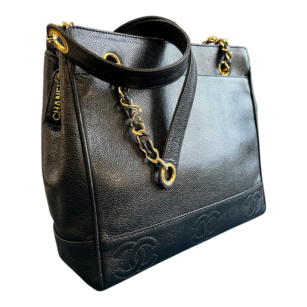 1996 Chanel Triple CC Caviar Tote Handbag