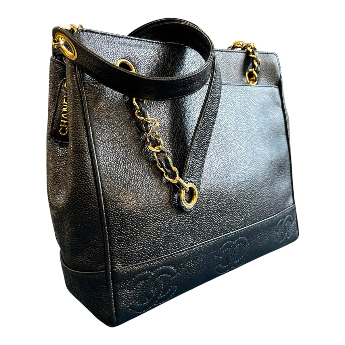 1996 Chanel Triple CC Caviar Tote Handbag