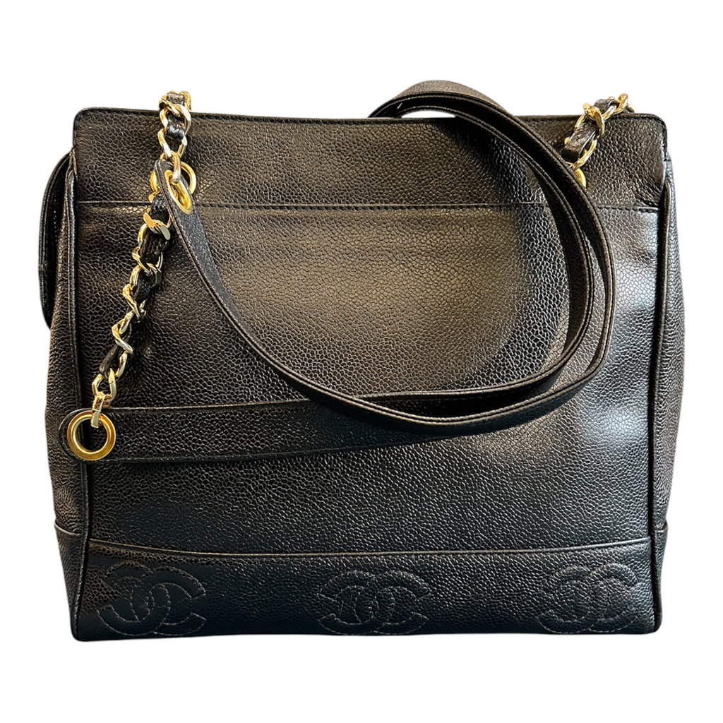 1996 Chanel Triple CC Caviar Tote Handbag