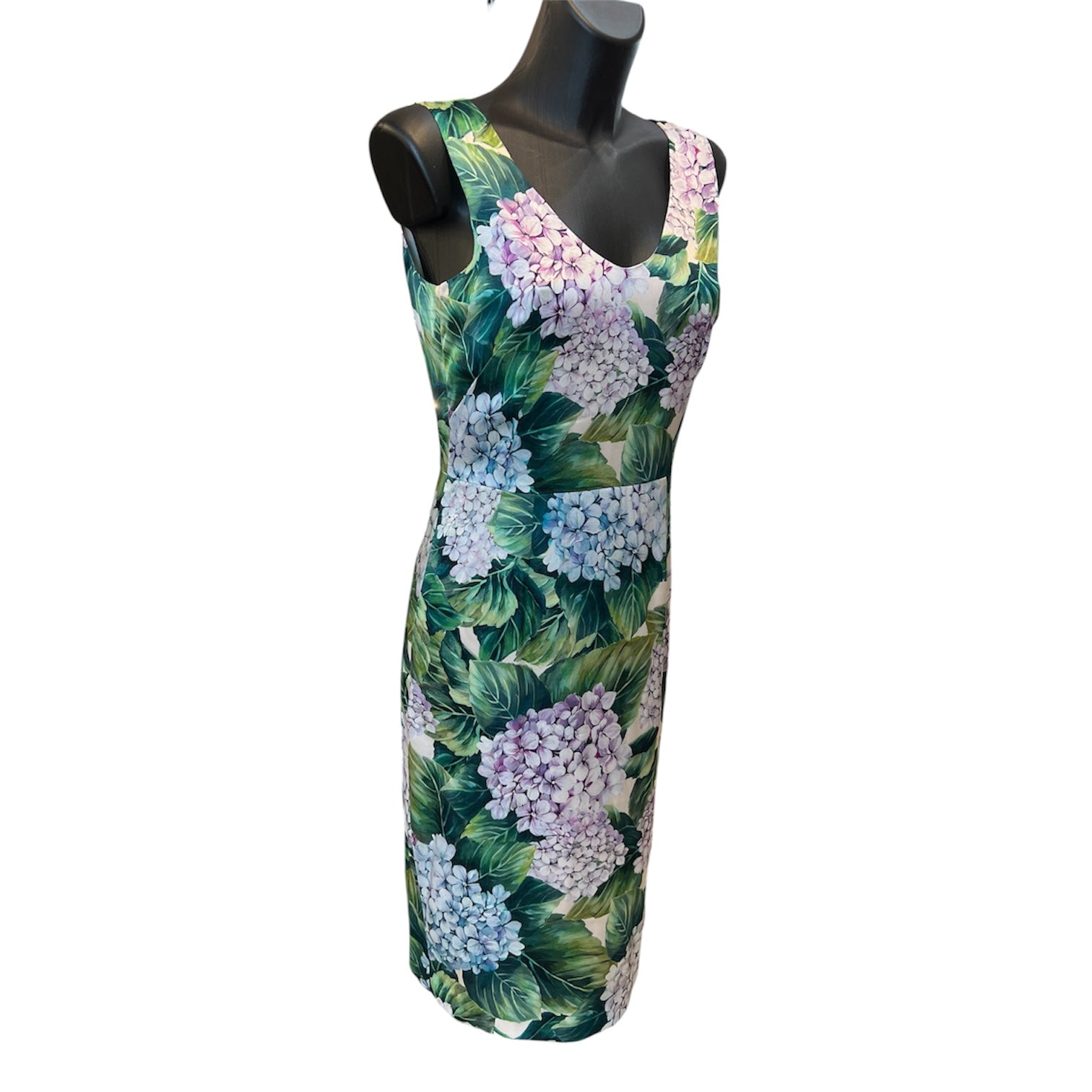 Dolce&Gabbana Silk Dress with Green and Pink Floral Print