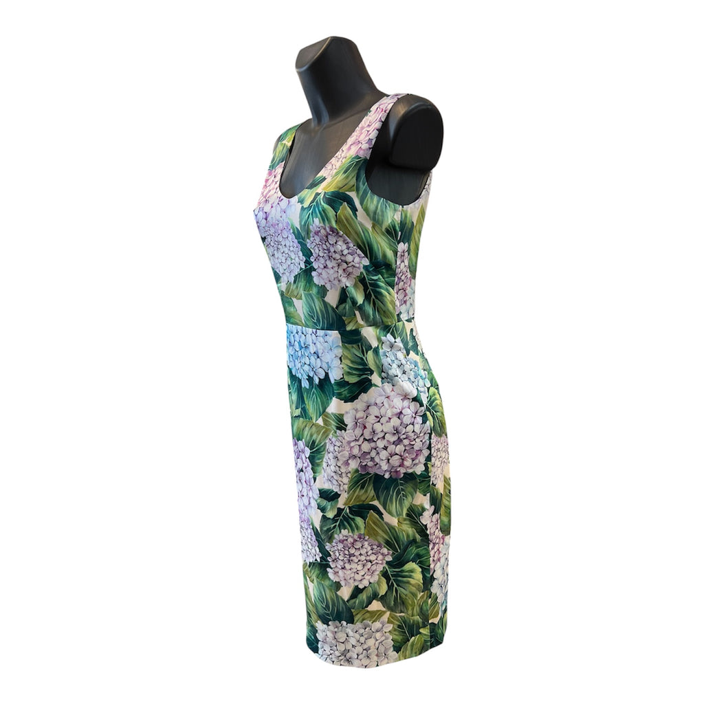 Dolce&Gabbana Silk Dress with Green and Pink Floral Print