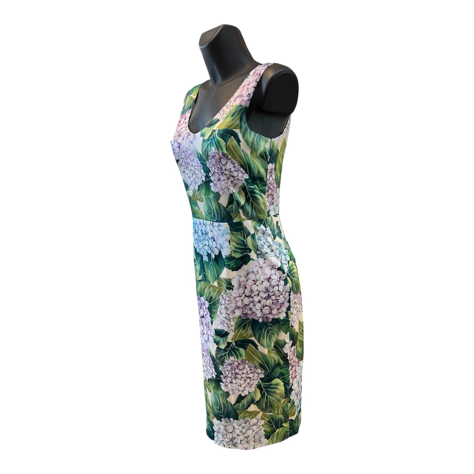 Dolce&Gabbana Silk Dress with Green and Pink Floral Print