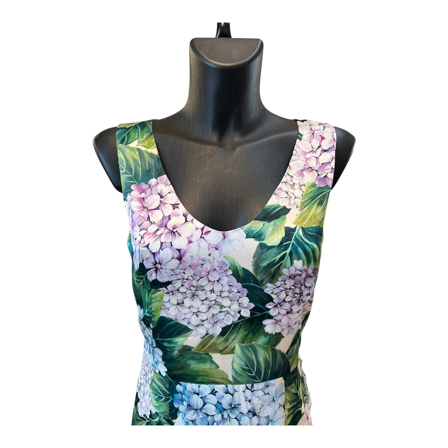 Dolce&Gabbana Silk Dress with Green and Pink Floral Print
