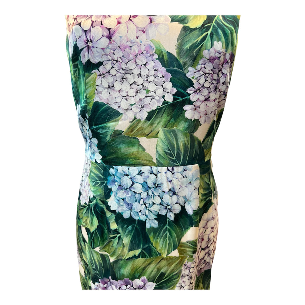 Dolce&Gabbana Silk Dress with Green and Pink Floral Print