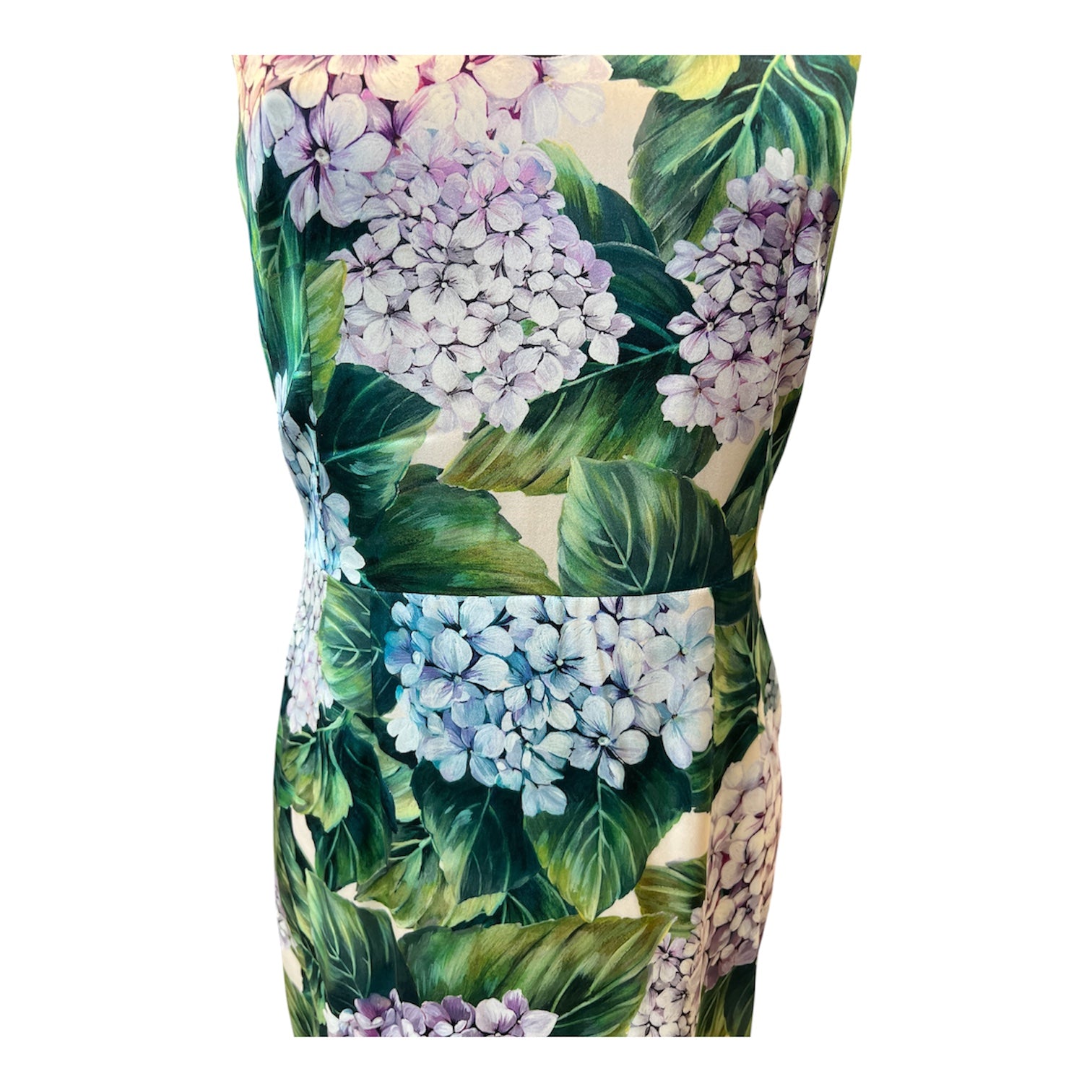Dolce&Gabbana Silk Dress with Green and Pink Floral Print