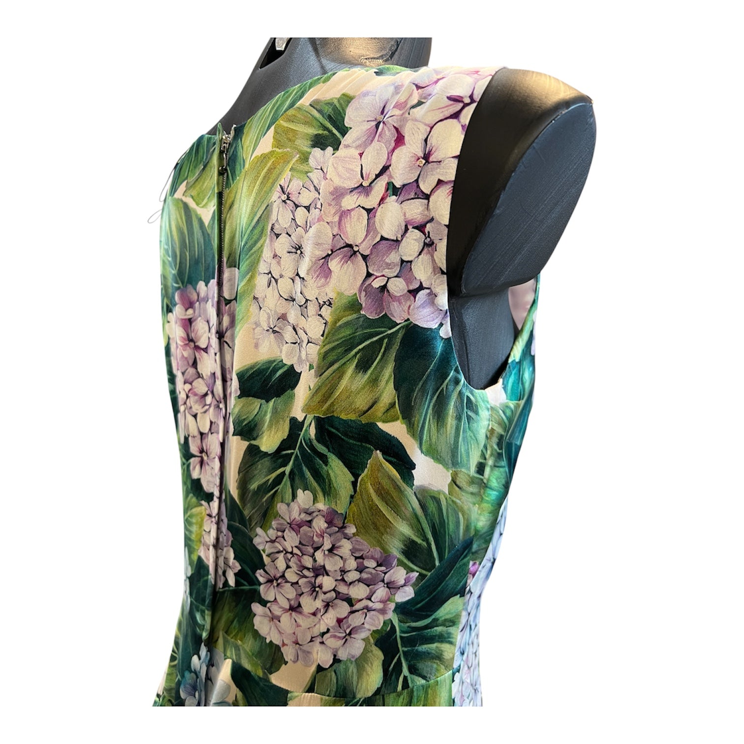Dolce&Gabbana Silk Dress with Green and Pink Floral Print