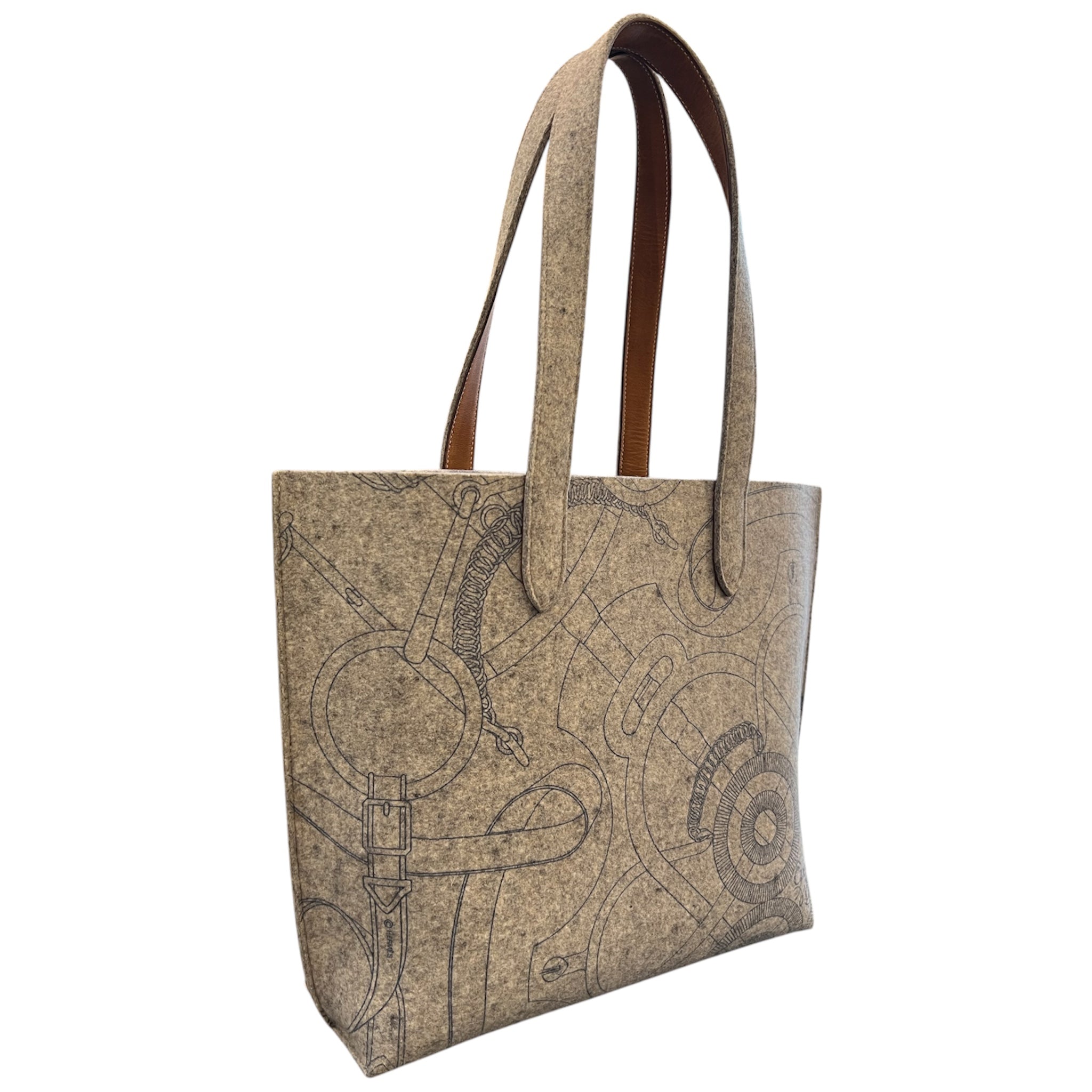 Hermès Felt and Swift Karimi Tote MM Handbag