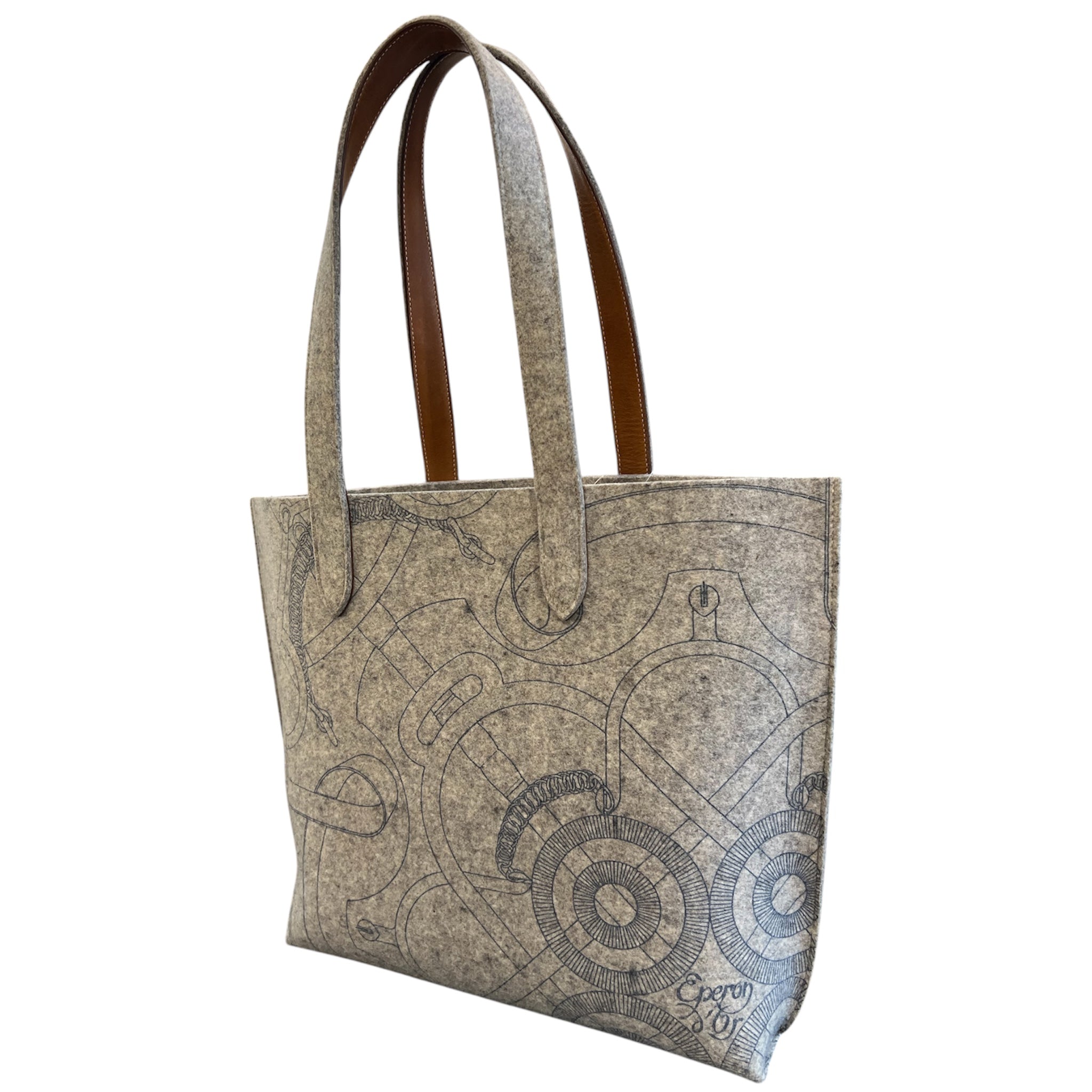 Hermès Felt and Swift Karimi Tote MM Handbag