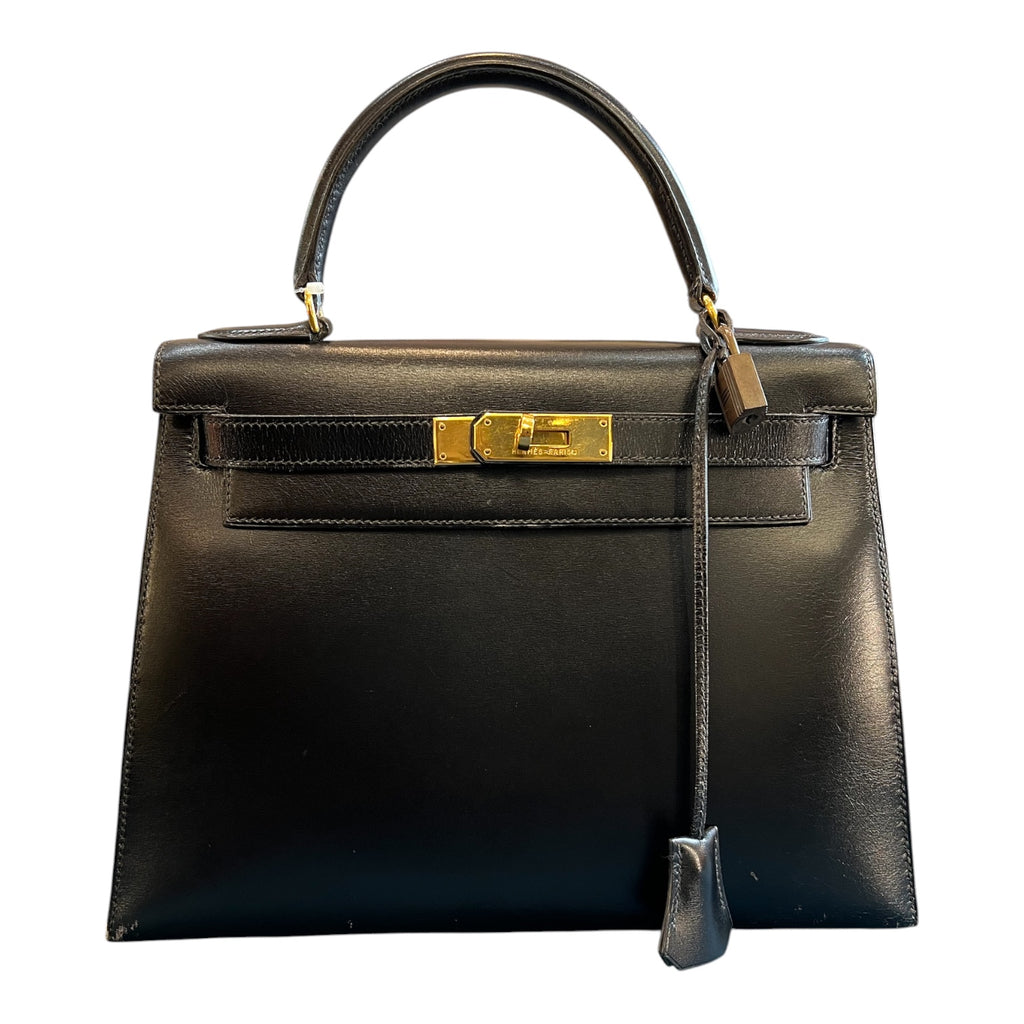 1991 Hermes Box Calf Kelly Sellier 28 Handbag