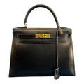 1991 Hermes Box Calf Kelly Sellier 28 Handbag