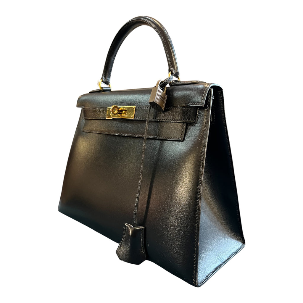 1991 Hermes Box Calf Kelly Sellier 28 Handbag