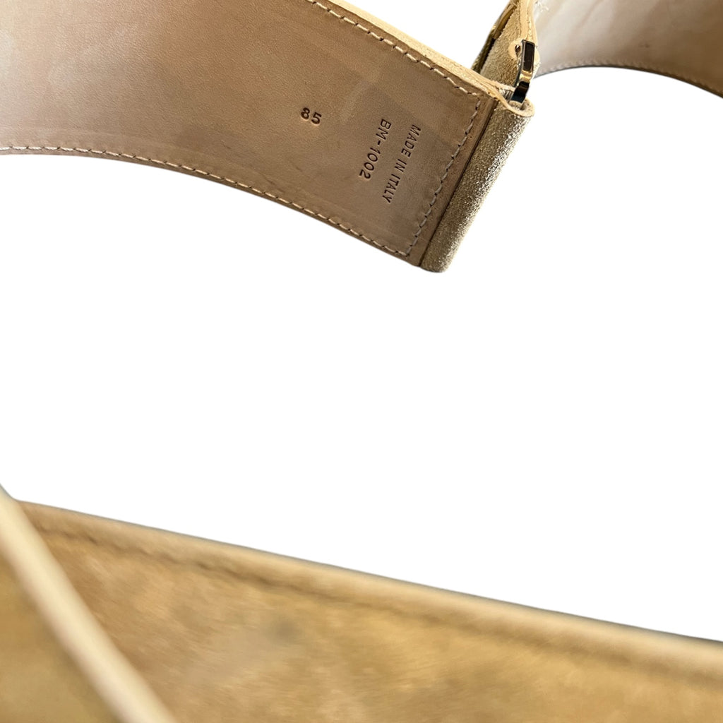 Christian Dior Beige Suede Belt with Lacing and Silver Buckle