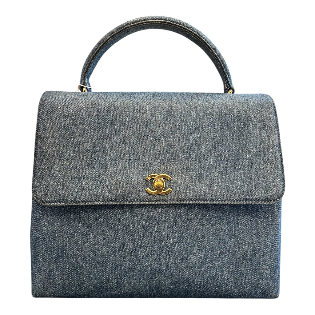 1997 Chanel CC Denim Kelly Top Handle Bag