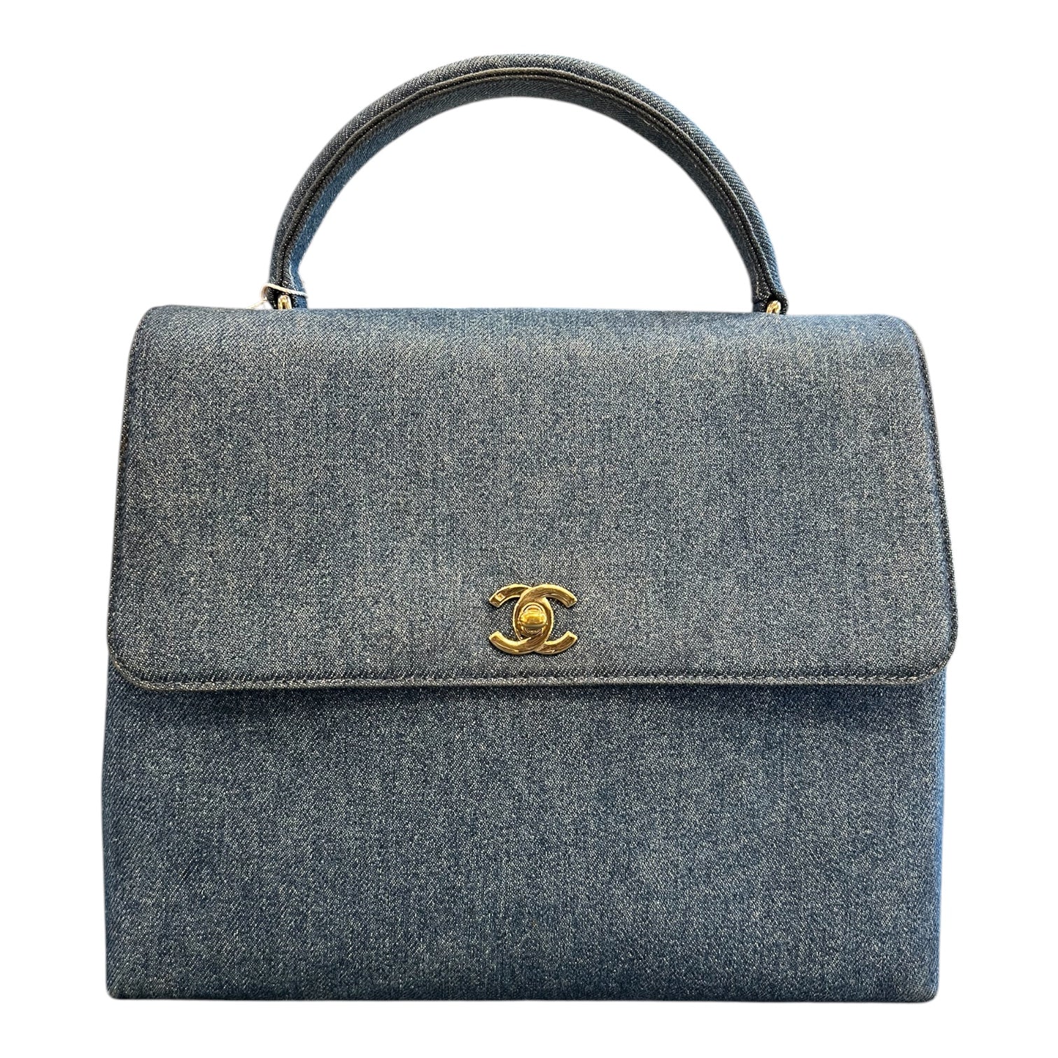 1997 Chanel CC Denim Kelly Top Handle Bag