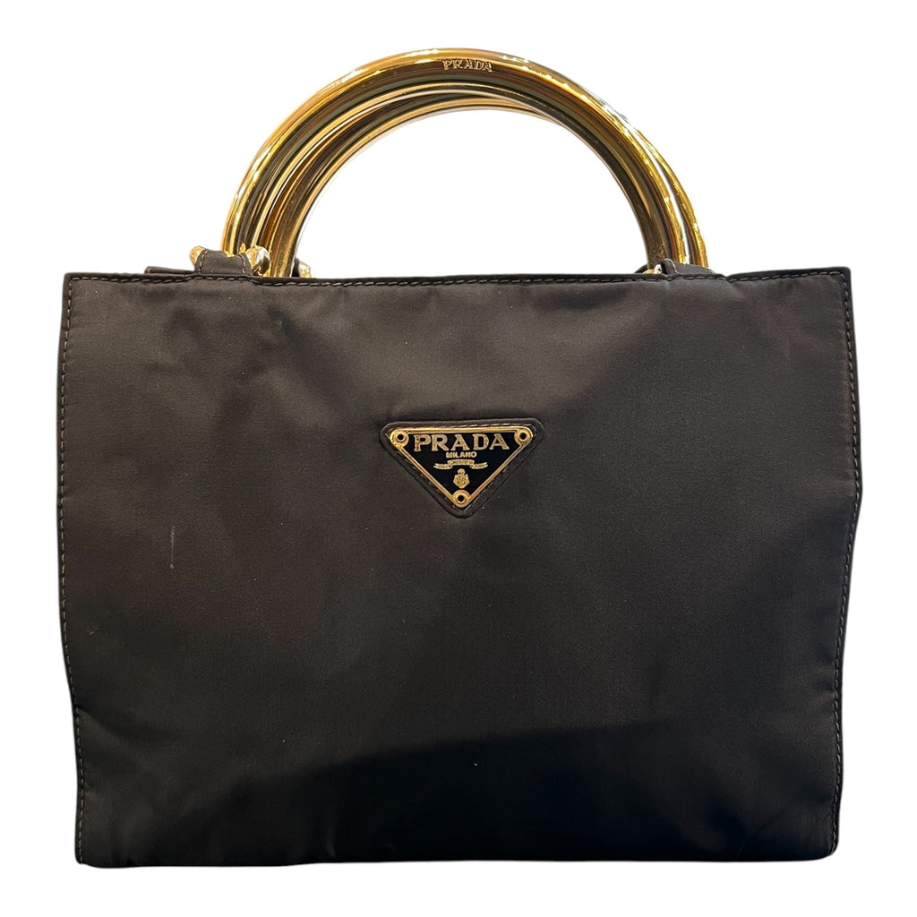 Prada Tessuto Metal Handle Bag