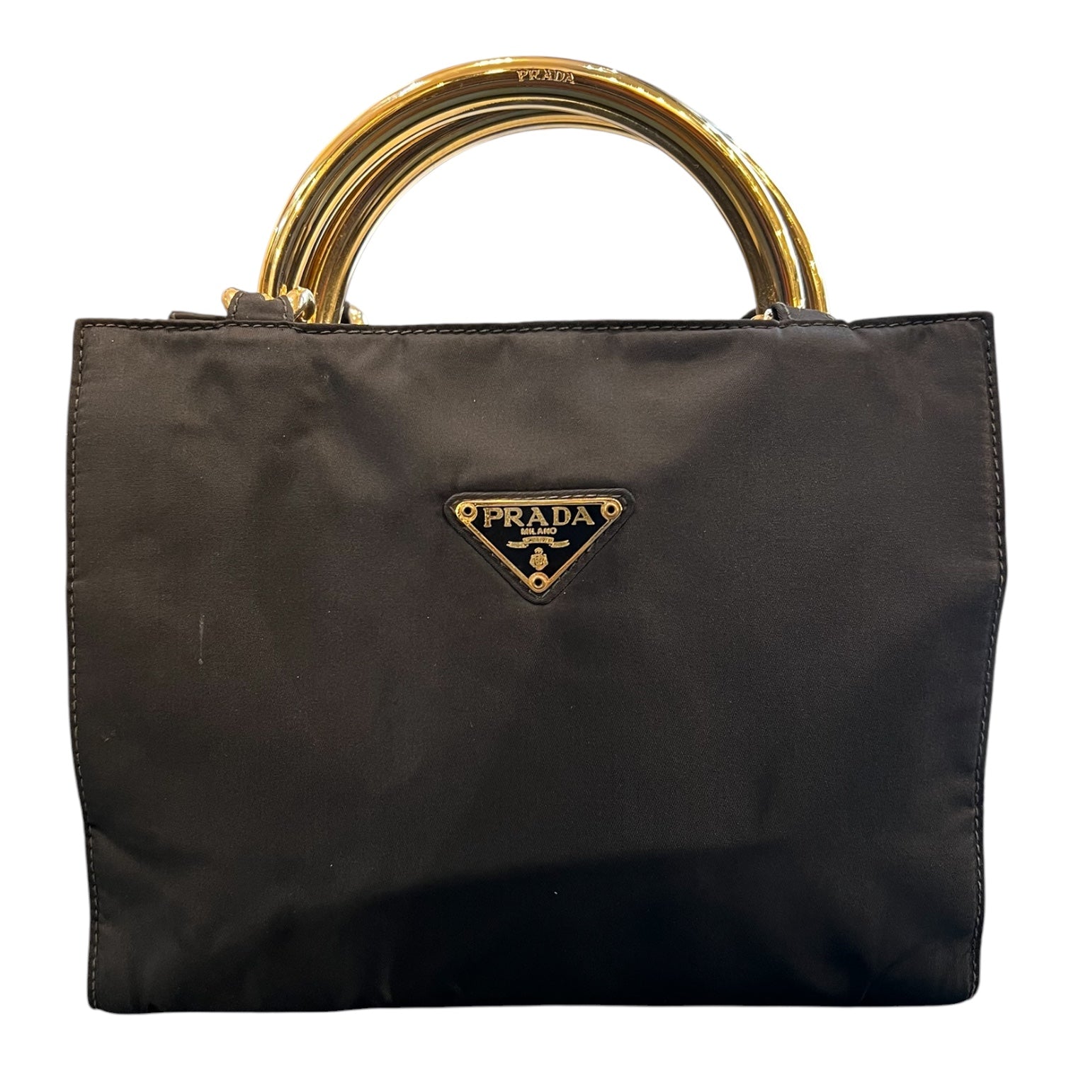 Prada Tessuto Metal Handle Bag